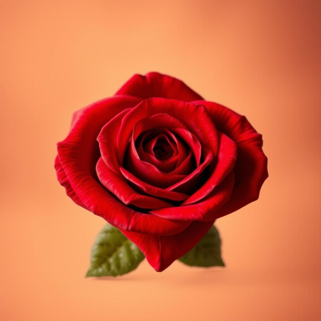 A vibrant red rose intertwined gracefully with a heart, both elements forming a harmonious shape that symbolizes love and passion