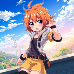 An anime-style illustration inspired by the original photograph, featuring a character with bright anime-style hair, large expressive eyes, and a dynamic pose