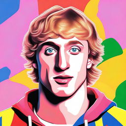 A high-quality digital art portrait of Logan Paul