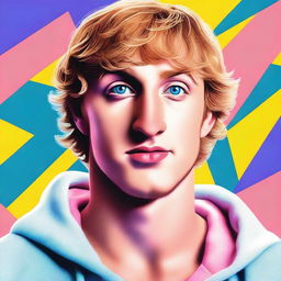 A high-quality digital art portrait of Logan Paul