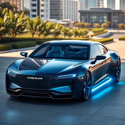 A futuristic 2025 Chrysler Crown Imperial, boasting a bold and innovative design that combines luxury with cutting-edge technology