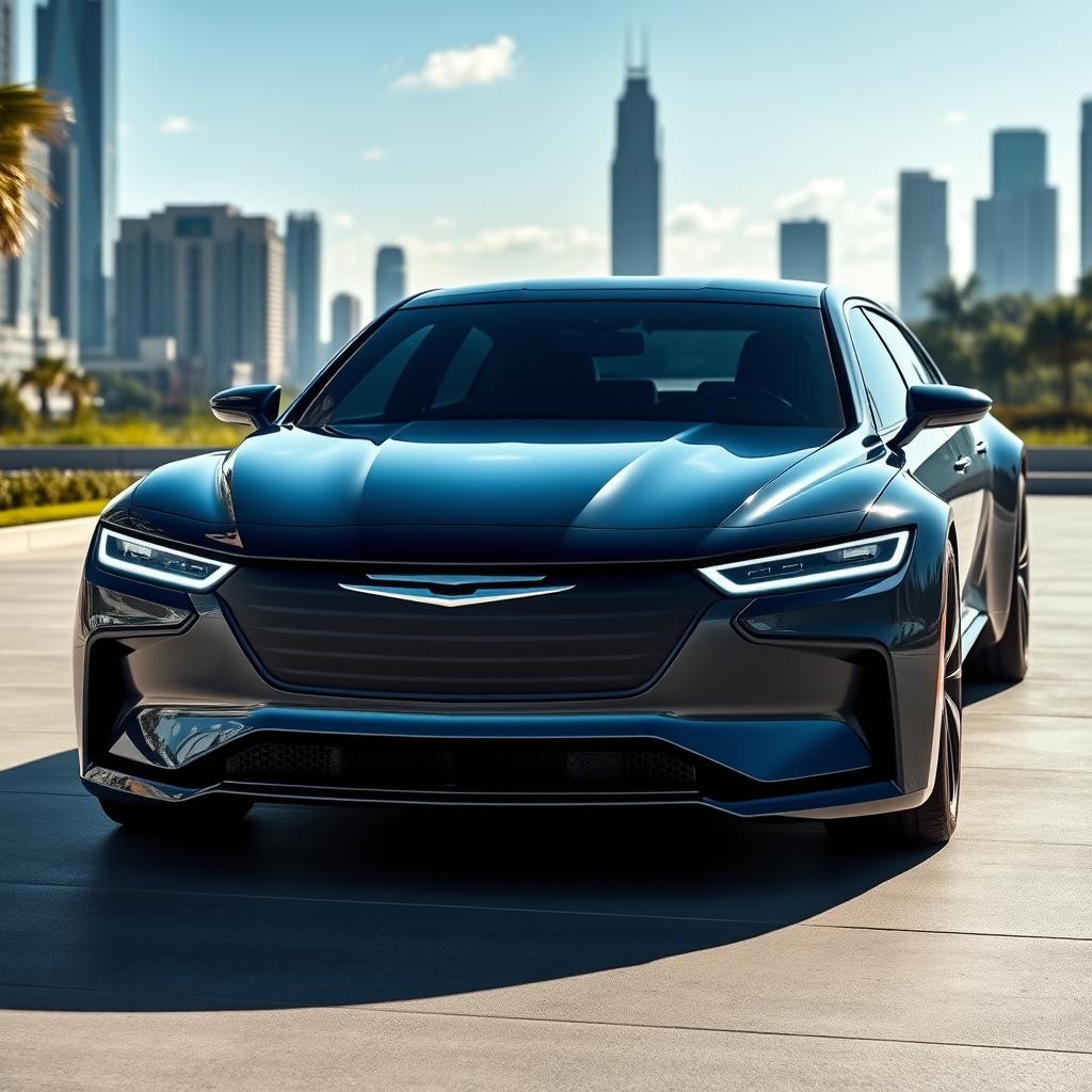 A futuristic 2025 Chrysler Crown Imperial, boasting a bold and innovative design that combines luxury with cutting-edge technology