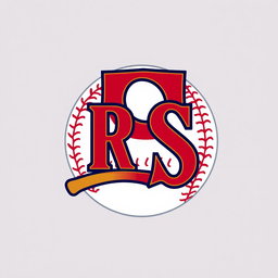 A baseball logo in the style of Major League Baseball featuring the initials 'R S'