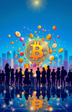 An imaginative and vibrant illustration capturing the essence of cryptocurrency