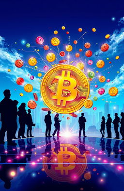 An imaginative and vibrant illustration capturing the essence of cryptocurrency