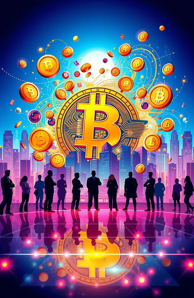 An imaginative and vibrant illustration capturing the essence of cryptocurrency