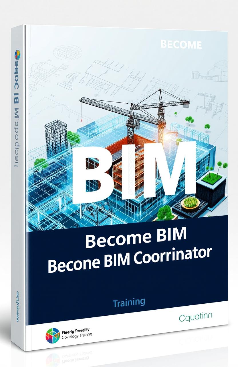 A sleek and professional book cover designed for the 'Become BIM Coordinator' training program