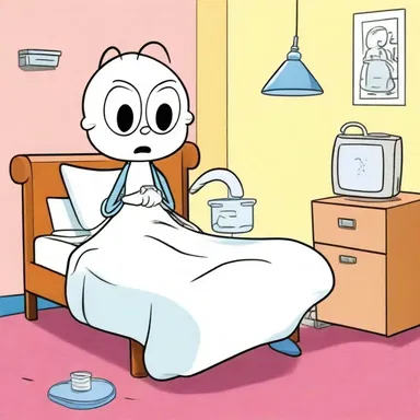 In the cartoon, the main character's entertaining adventure took a dark turn when they suddenly developed acute pyelonephritis from a bladder infection.