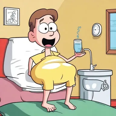 In the cartoon, the main character's entertaining adventure took a dark turn when they suddenly developed acute pyelonephritis from a bladder infection.