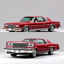 A classic 1981 Chevrolet Caprice, featuring a two-door design, in a rich burgundy color (vinotinto) with a silver roof