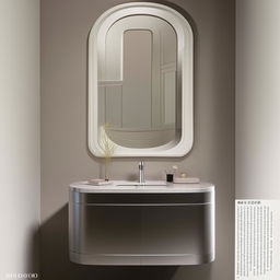 A detailed plan of a vanity with a distinctive curved design, incorporating elegance and sophistication into its layout.