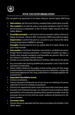 A detailed entry permit application policy for Sabah, Malaysia, highlighting the necessary requirements and procedures for travelers