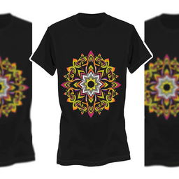 A stylish black T-shirt featuring a bold graphic design