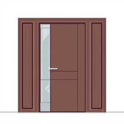 A pixel art representation of a modern wooden door, featuring a sleek and minimalistic design