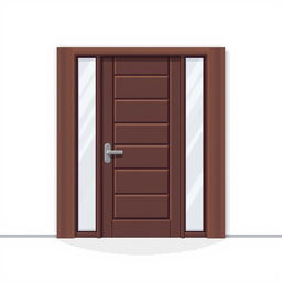 A pixel art representation of a modern wooden door, featuring a sleek and minimalistic design
