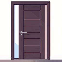 A pixel art illustration of a modern wooden door, featuring a sleek and contemporary design with smooth panels