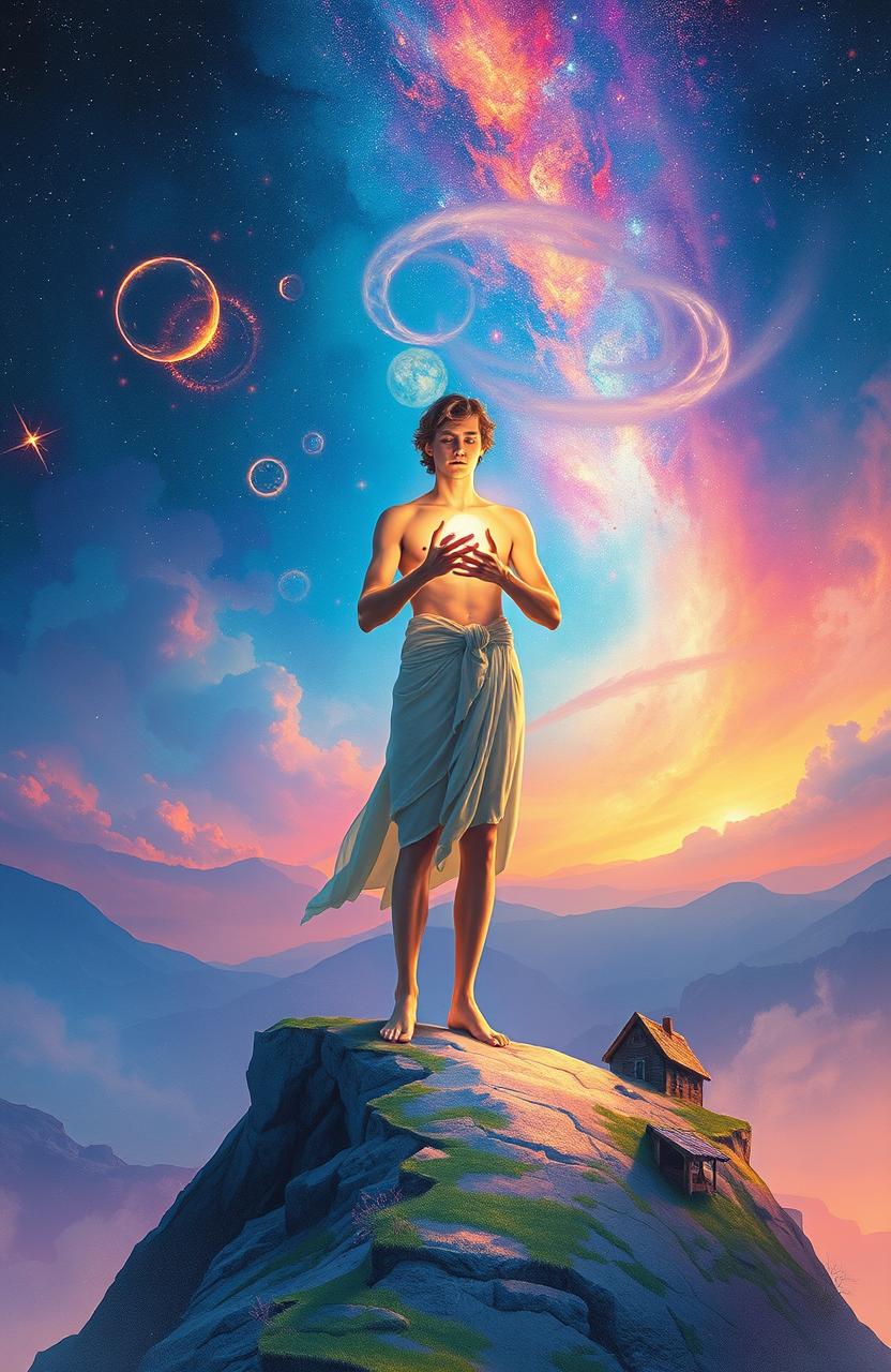 The story of Aetherion, depicted as a supreme being transformed into an ordinary human, exploring the beauty and struggles of mortal life
