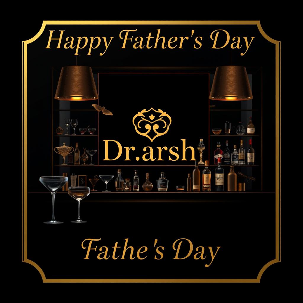 A luxurious Father's Day greeting card featuring an elegant bartending theme