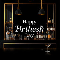 A luxurious Father's Day greeting card featuring an elegant bartending theme