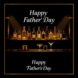 A luxurious Father's Day greeting card design featuring a stylish bartending scene