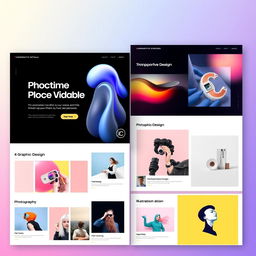 A stylish and modern portfolio design showcasing a variety of creative works