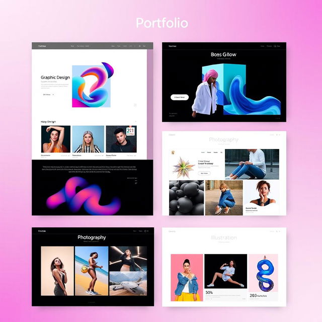 A stylish and modern portfolio design showcasing a variety of creative works