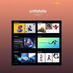 A stylish and modern portfolio design showcasing a variety of creative works
