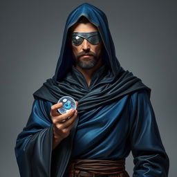 A full body image of a human figure that embodies a stoic and knowledgeable presence