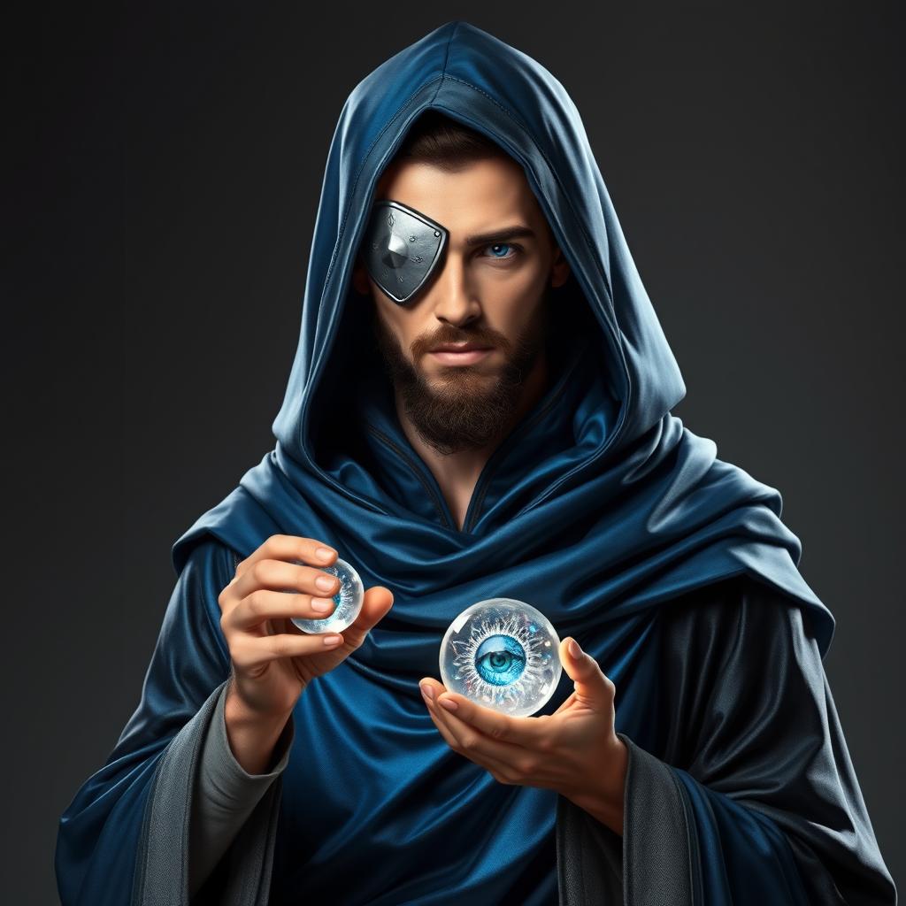 A full body image of a human figure that embodies a stoic and knowledgeable presence