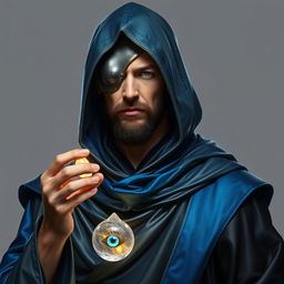 A full body image of a human figure that embodies a stoic and knowledgeable presence