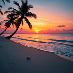 A vibrant and engaging Facebook cover photo featuring a breathtaking sunset over a tranquil beach