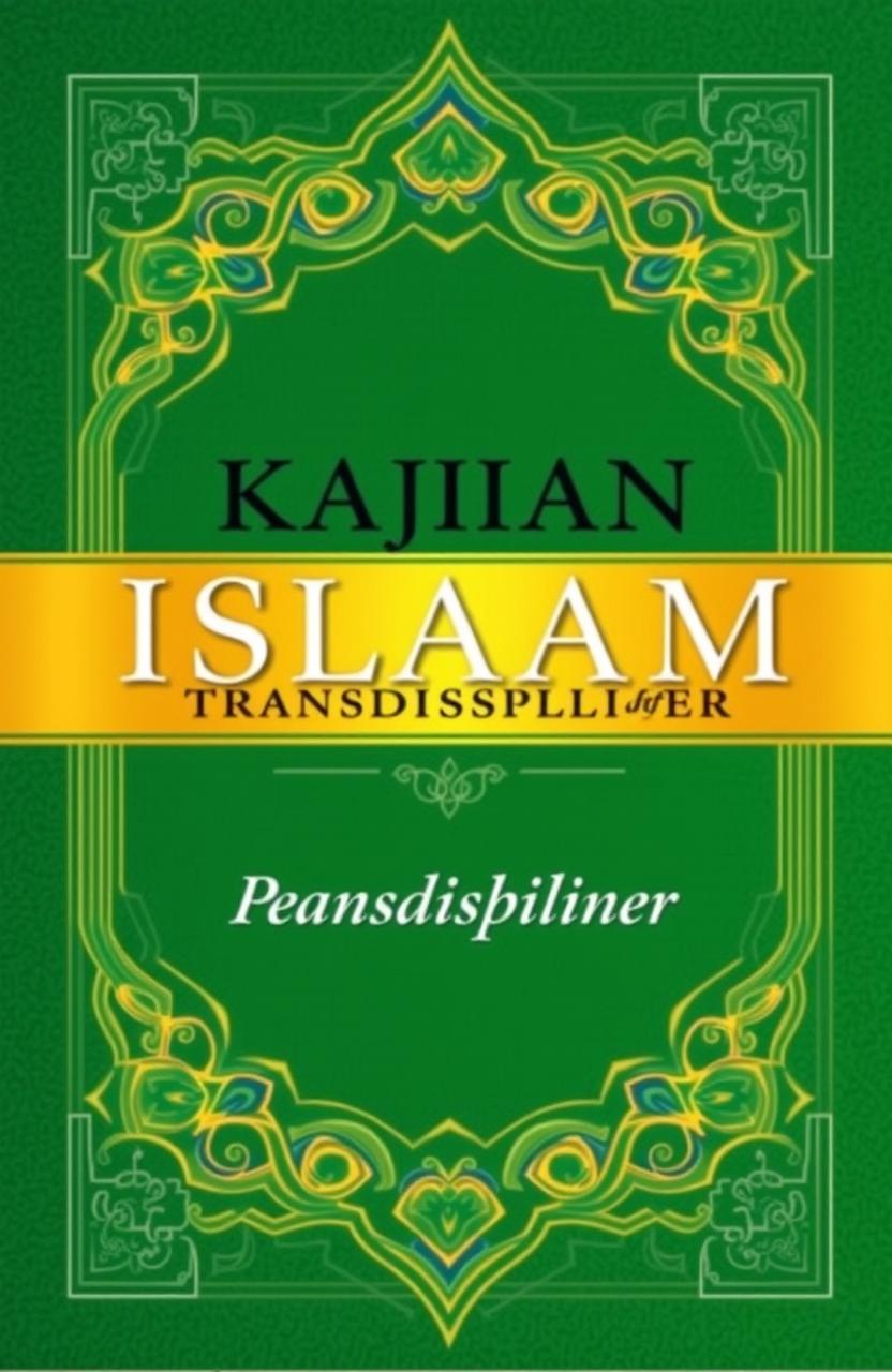 A beautifully designed book cover for a book titled 'Kajian Islam Transdisipliner', featuring a harmonious blend of traditional Islamic art and modern design elements