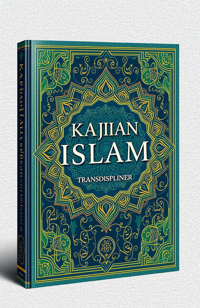 A beautifully designed book cover for a book titled 'Kajian Islam Transdisipliner', featuring a harmonious blend of traditional Islamic art and modern design elements