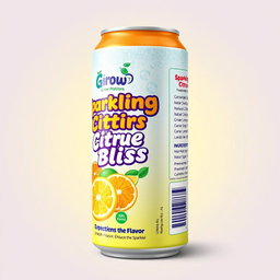 A vibrant, colorful 2D image of a soda can label for a fictional company named "Grow Mation"