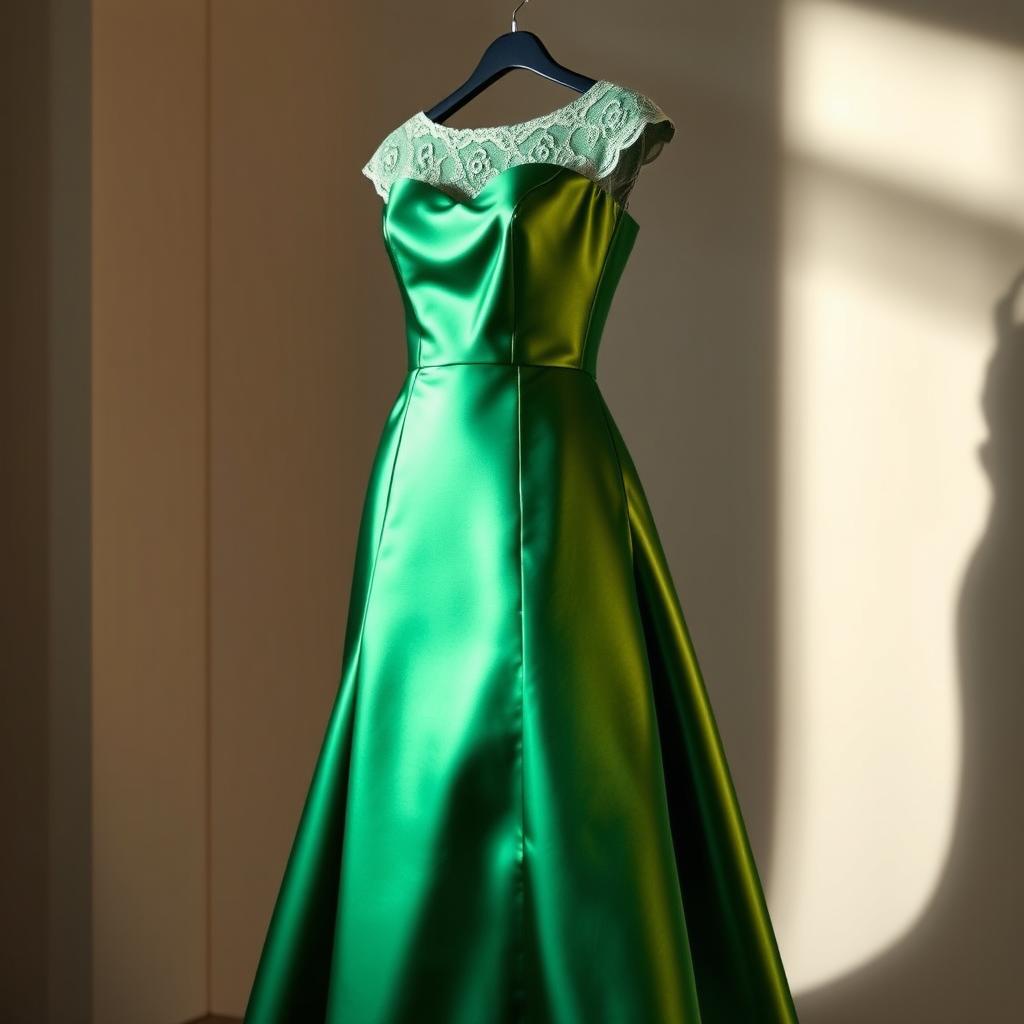 A beautiful, elegant dress featuring a tapered skirt that gracefully flares out at the hem