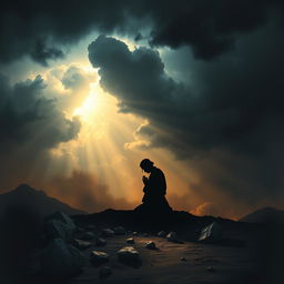 A symbolic representation of the trials and tribulations faced by Prophet Muhammad, incorporating elements of abstract art to convey deep emotional pain and suffering