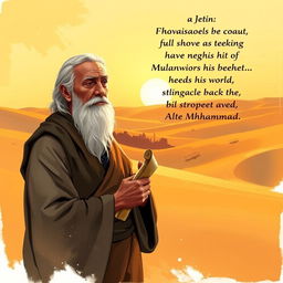 A poignant and respectful illustration depicting the tribulations faced by the Prophet Muhammad, showcasing his unwavering strength and resilience