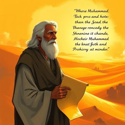 A poignant and respectful illustration depicting the tribulations faced by the Prophet Muhammad, showcasing his unwavering strength and resilience