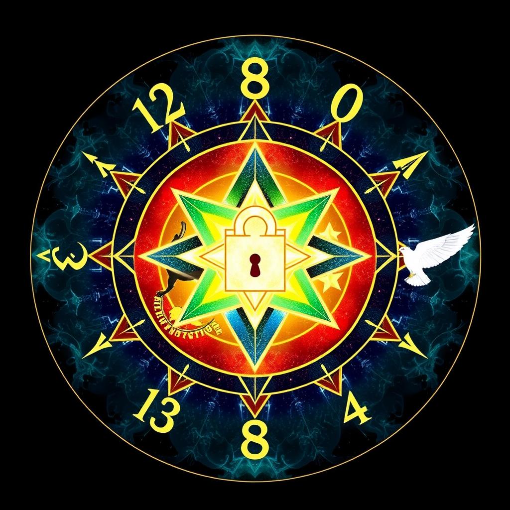 A unique sigil design incorporating the elements '12182024', and the powerful words 'Truth', 'Courage', 'Privacy', 'Progress', and 'Freedom'