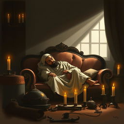 A somber and respectful illustration representing the suffering of the Prophet Muhammad due to poisoning, emphasizing themes of resilience and faith