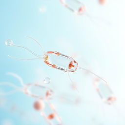 A close-up view of the microscopic structure of sperm cells, showcasing their unique shapes and flagella in a vibrant biological context