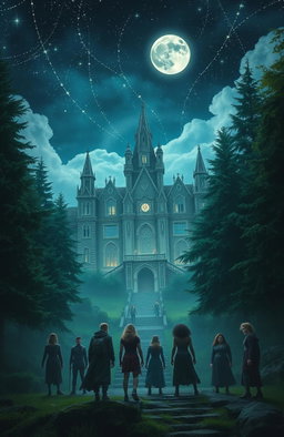 A mystical academy set in a secluded forest, where young werewolves are training to harness their supernatural abilities