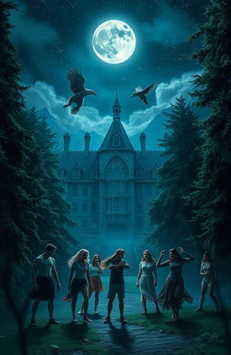 A mystical academy set in a secluded forest, where young werewolves are training to harness their supernatural abilities