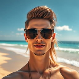 A stylish person wearing trendy sunglasses, exuding charm and confidence