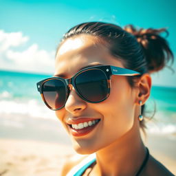 A stylish person wearing trendy sunglasses, exuding charm and confidence