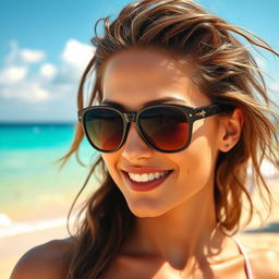 A stylish person wearing trendy sunglasses, exuding charm and confidence