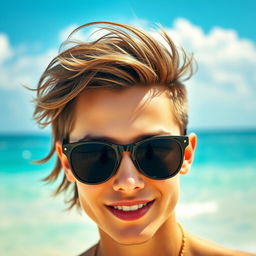 A stylish person wearing trendy sunglasses, exuding charm and confidence