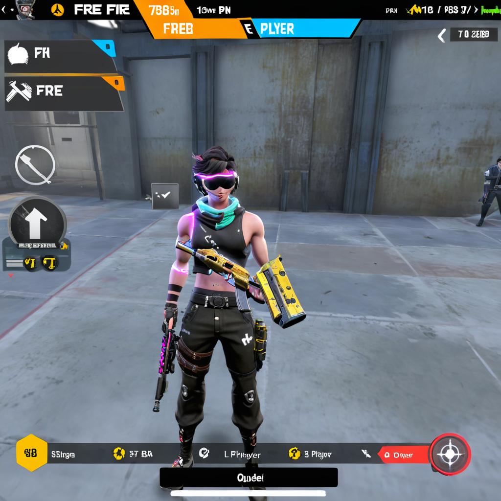 Free fire player with gunplayer