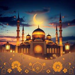 A beautifully intricate and respectful art piece inspired by Islamic calligraphy and architecture