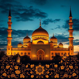 A beautifully intricate and respectful art piece inspired by Islamic calligraphy and architecture